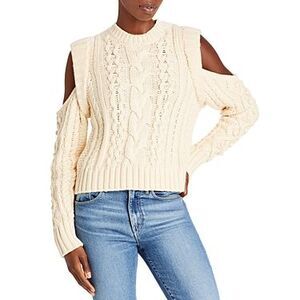 AQUA Elsie Cut Out Sweater In Ivory - L